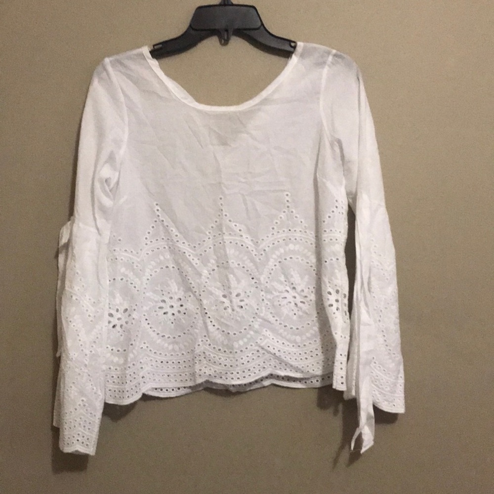 White see through lace blouse